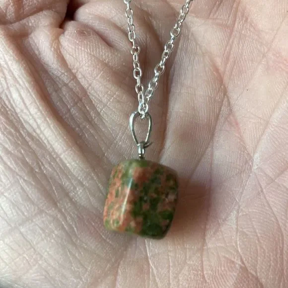 Genuine Unakite Stone Pendant and Necklace J4 - Picture 5 of 8